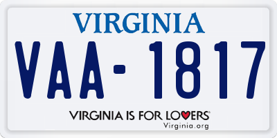 VA license plate VAA1817