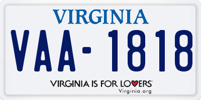 VA license plate VAA1818