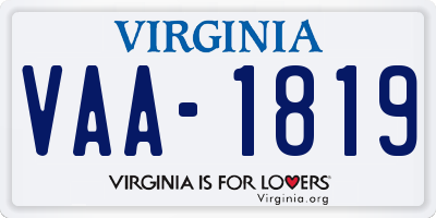 VA license plate VAA1819