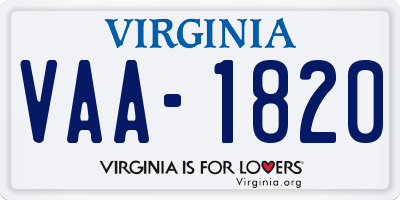 VA license plate VAA1820