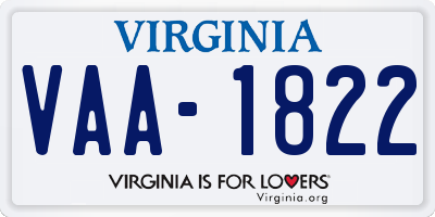 VA license plate VAA1822