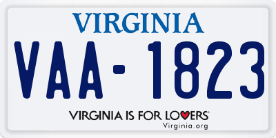 VA license plate VAA1823