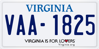 VA license plate VAA1825