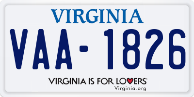 VA license plate VAA1826