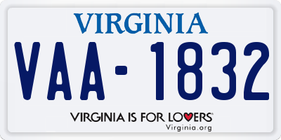 VA license plate VAA1832