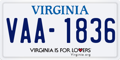 VA license plate VAA1836