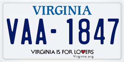 VA license plate VAA1847