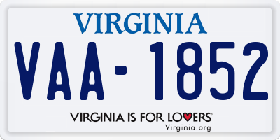 VA license plate VAA1852