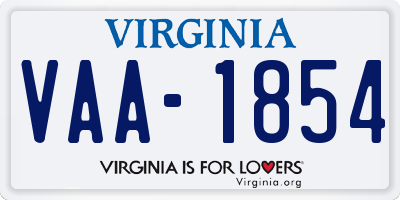 VA license plate VAA1854