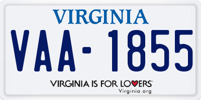 VA license plate VAA1855