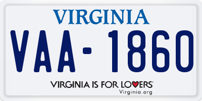 VA license plate VAA1860