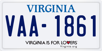 VA license plate VAA1861
