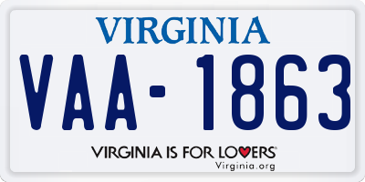 VA license plate VAA1863