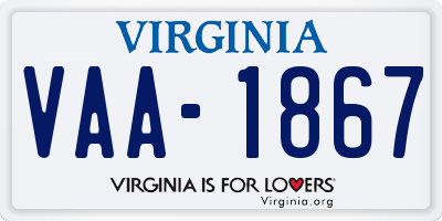 VA license plate VAA1867