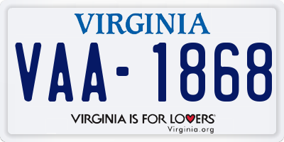 VA license plate VAA1868