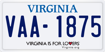 VA license plate VAA1875