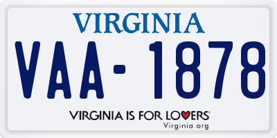 VA license plate VAA1878