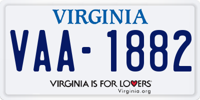 VA license plate VAA1882