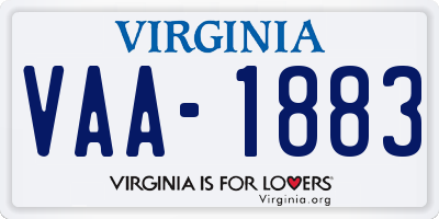 VA license plate VAA1883