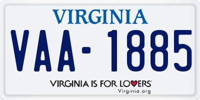 VA license plate VAA1885