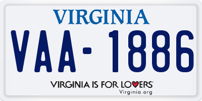 VA license plate VAA1886