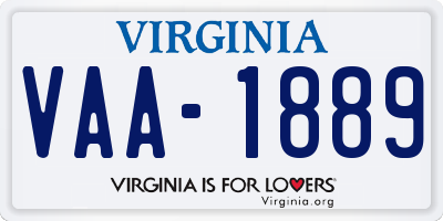 VA license plate VAA1889