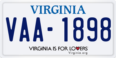 VA license plate VAA1898