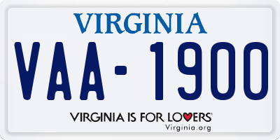 VA license plate VAA1900