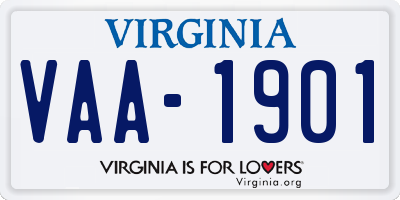 VA license plate VAA1901