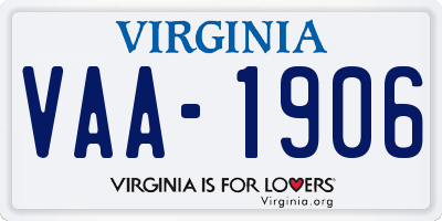 VA license plate VAA1906