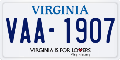 VA license plate VAA1907