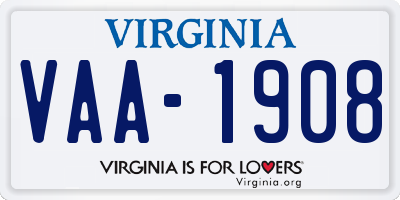 VA license plate VAA1908