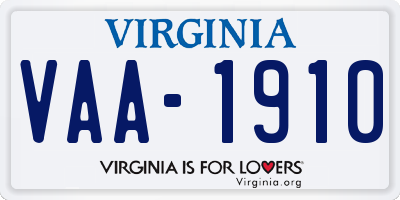 VA license plate VAA1910
