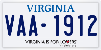 VA license plate VAA1912