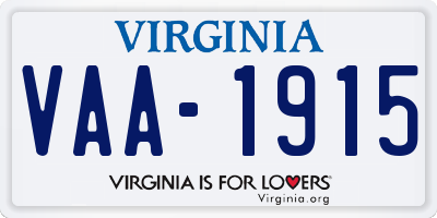 VA license plate VAA1915