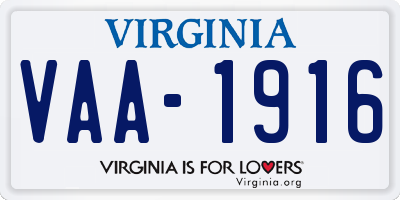 VA license plate VAA1916