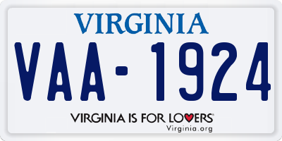 VA license plate VAA1924