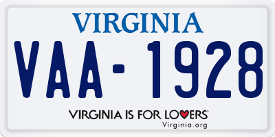 VA license plate VAA1928