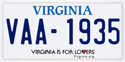 VA license plate VAA1935