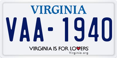 VA license plate VAA1940