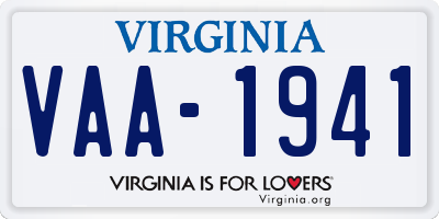 VA license plate VAA1941