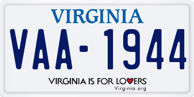 VA license plate VAA1944