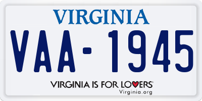 VA license plate VAA1945