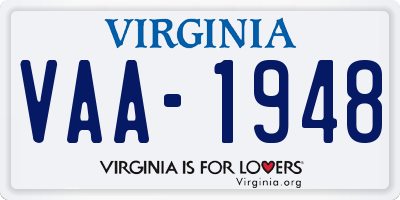 VA license plate VAA1948