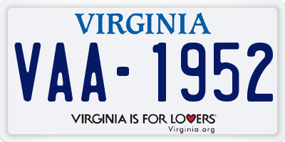 VA license plate VAA1952