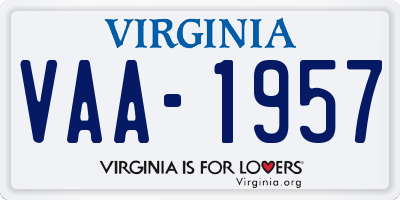 VA license plate VAA1957