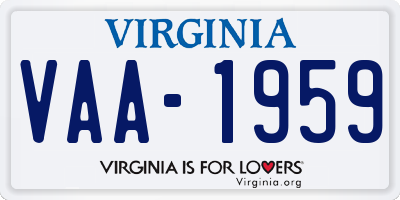 VA license plate VAA1959