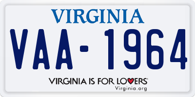 VA license plate VAA1964