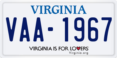VA license plate VAA1967