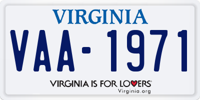 VA license plate VAA1971